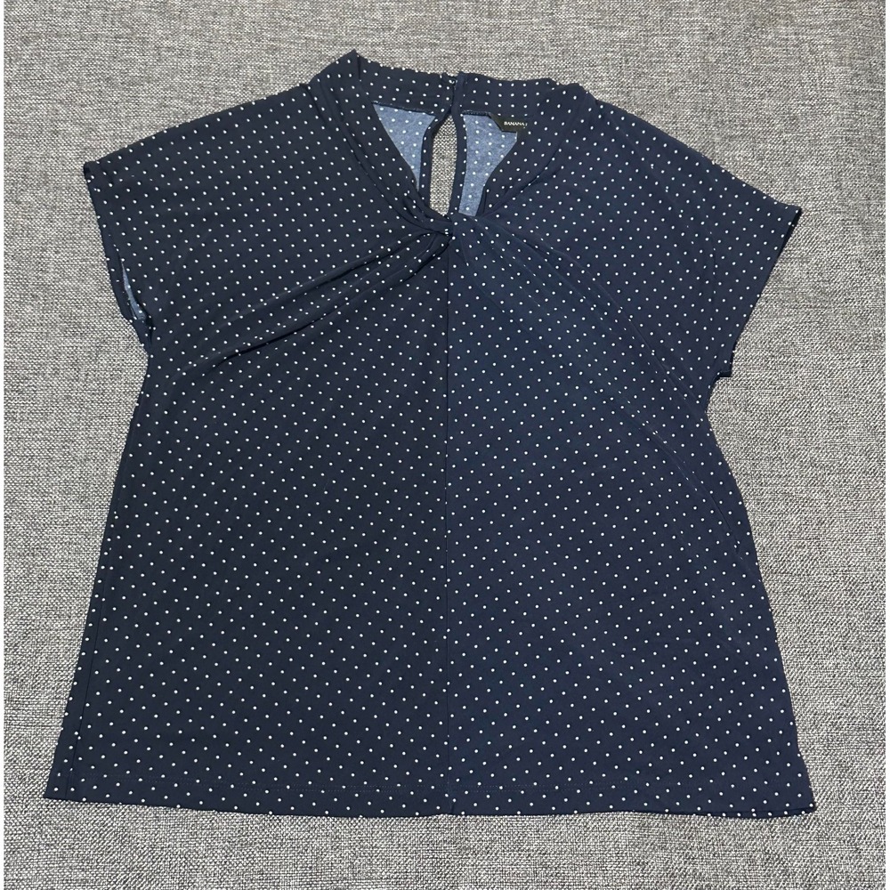 Banana Republic Women's XS Navy Blue White Polka Dot Blouse